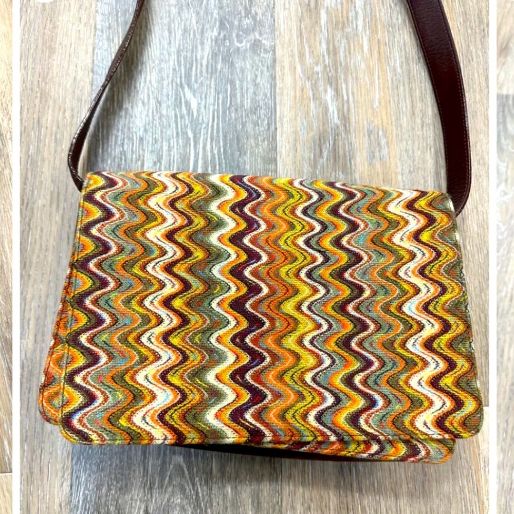 Vintage Y2K Missoni Italy leather crossbody RARE $500 boho designer knit fall